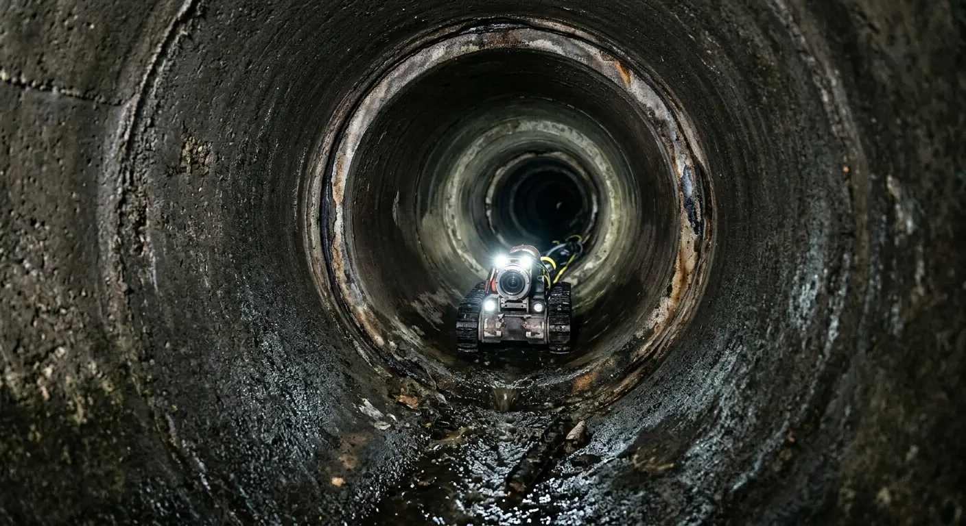 Robotic sewer camera inspecting pipe interior for Sewer Line Repair in Costa Mesa